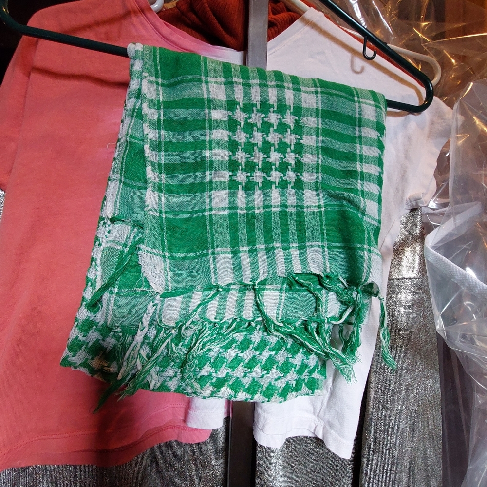 Green & White Plaid Scarf